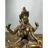 Dekorativa figurer 8.4 "Old Tibet Buddhism Copper 4 Arm Guanyin Kwan-Yin Buddha Lotus Statue