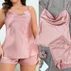 Home Clothing Sexy Women Satin Nightwear Chemise Pajamas Suit Sleepwear Cami&shorts 2Pcs Pyjamas Lady Summer Night Outfit Big Size 4Xl 5Xl