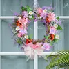 Decorative Flowers Bow Flower Garland Pink And Purple Wreath Holiday Decorations Outdoor Courtyard Wedding Valentines Day Door