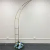 Decorazione per feste 2 pezzi Arch per matrimoni quadrati all'aperto con scaffale per porte di fiori artificiale e sfondo in oro in metallo lucido