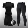 Tracksuits voor heren Men Compressieset Korte mouw T-shirt Takkere broek Fitness Bodybuilding Kleding Rashguard Sportpakken