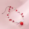 Choker Salicon Corée Collier de collier de la fraise rouge mignon