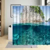 Rideaux de douche Blue Sky Reef Stone Curtain de mer îles vertes