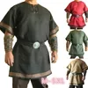 Casual shirts voor heren middeleeuws viking rode kleur renaissance tuniek kostuum voor pantser re -enactment larp geen riem of polsbeschermer