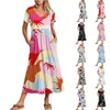 Casual Dresses Women'S With Pockets Flowing Maxi Skirt V Neck Short Sleeve Summer Dress Fashionable Clothing