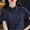 Bloses de mujer Camisa de algodón puro Collar de manga larga Cárdigan Spring and Summer Flowable Fashionable Polka Top versátil