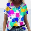 Damen T-Shirts T-Shirt Krawatten-Dye bedruckte lässige Pullover Fashion V-Ausschnitt Kurzarm Sommer Lose Sweatshirt Frauen Daily Streetwear