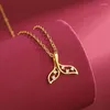 Pendants 999 Pure Gold Color Fish Tail Zircon Pendant 3D Hard Necklace Female Fine Christmas Gift Real Chains Jewelry Gifts