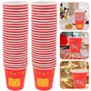 Copas descartáveis palhas 100 pcs Red Double Happiness Glass Banquet Tea Festive Serving Paper Practical Bride Glasses Plastic for Party