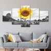 5 Panel Solros Canvas Målning Flower Field Natural Landscape Pictures Affischer and Prints for Living Room Decoration Cuadros