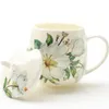 Bone China Coffee Cup Spoon Set 400ml Luxury Ceramic Mug Top-grade Porcelain Tea Cup Cafe Party Drinkware 240329