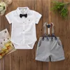 Clothing Sets Baby Summer Toddler Kid Boy Gentleman Clothes Short Sleeve Shirts Romper Overall Bib Shorts 2Pcs Outfit