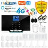 Kits 4G / 2G TUYA WiFi Home Fambular Security Alarm System Smart Life App Control Alexa Google Support 433MHz Capteur sans fil