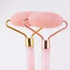 Rullo per massaggio per la cura del viso naturale rosa quarzo gua sha utensile per la salute di agopuntura del massaggiatore cellulite anti -rughe cellulite 240402