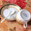 Xícaras pires Jingdezhen Bone China Copele Copo Europeu e Plos Phnom Penh Conjunto Spoon Tea Boba