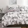 MIRCO Fiber Marble Print Bedding Set Nordic Däcke Cover Set Double Bed Home Soft Comant Quilt Cover 1/2pcs Kudde Cases 240325