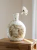 Vase Ahunderjiaz Light Luxury Golden Shell Art Vase手作りのデスクトップフラワーアレンジメントクリエイティブハイエンドのホームデコレーション