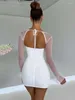 Casual Dresses Two Layer Mesh Full Sleeve Zipper Bodycon Short Dress Vestido Elegant Backless Sexy Mini For Women Robe