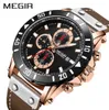 Megir Chronograph Sport Mens Watches Top Brand Brand Luxury Leather Quartz Watch Men Clock Wrist Wrists Relogio masculino Reloj Hombre5877563