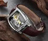 Wristwatches Fashion Transparent Single Bridge Watches Men Tourbillon Watch Leather Band Automatic Mechanical Relogio Masculino6842272