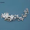 Hårklipp bröllopskam elegant kristall brud blommor huvudstycke huvudkläder ornament strass klipp tillbehör