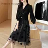 Casual Dresses 2024 Sanzhai Spring Miyake Pleated Elastic Gauze Vestidos Women Waist Slim High A-line Large Hem Suit Neck Dress