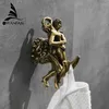 Bath Accessory Set Romantic Gold Bathroom Towel Hook Robe Brass Coat And Clothes Classic Heavy Duty Wall For MB-0812B