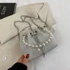 Bag Pearl Handbag Bucket Women's Messenger Trendy Fashion Bright Diamond Shoulder Chain Cross-body Bags