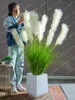 Kwiaty dekoracyjne trzcina trawa sztuczna roślina z zieloną rośliną bonsai hal w salonie bioniczne fałszywe drzewa ozdoby dekoracji krajobrazu