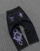 Женские джинсы Американская модная тенденция леопардовая принт прямой женщины y2k Street Hip Hop Retro High талия тонкие брюки для ног джинсовые брюки