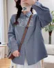 Women's Blouses Mori Kei Elegant Female Cotton Yarn Blue Plaid Shirts With Embroidery Top Japan Style Ethnic Checkered Blous