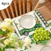 Table Mats 4pcs St. Patrick'S Day Placemat Green Decoration Non Slip Insulated Linen Cloth