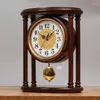 Table Clocks European Retro Retro Wood Wood