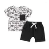 Kläder set Lucikamy Toddler Baby Boy Summer Clothes Kort ärm Letter Print T Shirt Tops Elastic Shorts Infant Casual Outfit Set