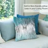 Pillow Ocean Teal och Blue Waves Abstract Throw Soffa Cudowwase Covers Decorative