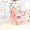 Vêtements pour chiens automne hiver rose rose vêtements de compagnie de compagnie coton épais peluche robe de princesse chaude pour petit mo-coeur coeur à arc lolita moyen