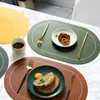 Maty stołowe w stylu nordyckim podwójny kolor kontrast owalny skórzany podkładka wodoodporna wodoodporna olejej izolacja termiczna jadalnia mata dekoracje