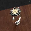 Klusterringar retro lotus guld silver kollision personlighet ring för lady finger tillbehör trend s925 kvinnor smycken justerbar