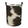 Laundry Bags Rusty Brown Cowhide Texture Basket Foldable Animal Hide Leather Clothes Toy Hamper Storage Bin For Kids Nursery
