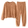 Thuiskleding gebreide pyjama set voor vrouwen warme pyjama's fuzzy sets gezellig fleece oversized pullover broek gelaagdheid camisole