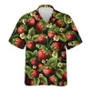 Chemises décontractées pour hommes 3D Printmeberge pastèque Hawaiian Tropical Fruits Graphic Summer Beach Aloha Shirt Bouton à manches courtes