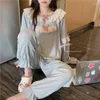 Abbigliamento da casa Pigione alla moda Donne Spring Autumn Autumn Long Ladies Princess Style Cash Cashing Set Aesthetic Aesthetic