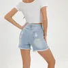 Frauen Jeans mit hoher taillierter Denim-Shorts für Frauen 2024 sommerlicher koreanischer Stil vielseitiger schlanker elastischer Bauchkontroll-A-Line-Hosen