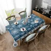 Table Cloth Christmas Blue Snowflake Texture Waterproof Dining Tablecloth Kitchen Decorative Party Cover