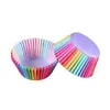 100st/Set Shape Liner Box Cake Baking Muffin Paper Cup Party Tray Mold Decoration Rainbow