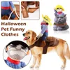Dog Apparel Fancy Dress Horseback Riding Cosplay Costume Halloween Funny Breathable Dogs Accessories Soft Year's Clothes Su U3V0