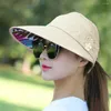 Breda randen hattar Brimmed Sun Hat For Women UV Protection Breattable Casual All-Match Collapsible Beach Sunshade V3v8