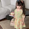 Verão impressão floral jovem baby menina vestido de mão bordery border