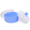 Opslagflessen 2x baby zacht gezicht cosmetisch poeder puff spons doos kas container (blauw)