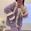 Home Clothing Coral Fleece Pajamas Sets For Women Winter Thick Warm Long-Sleeved Trousers Homewear 2 Pcs/Lot Sleepwear